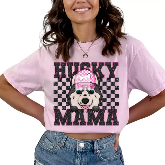 Husky Mama (Black) Faux Sequins Faux Embroidery Mom DTF TRANSFER or UV DTF STICKER DECAL