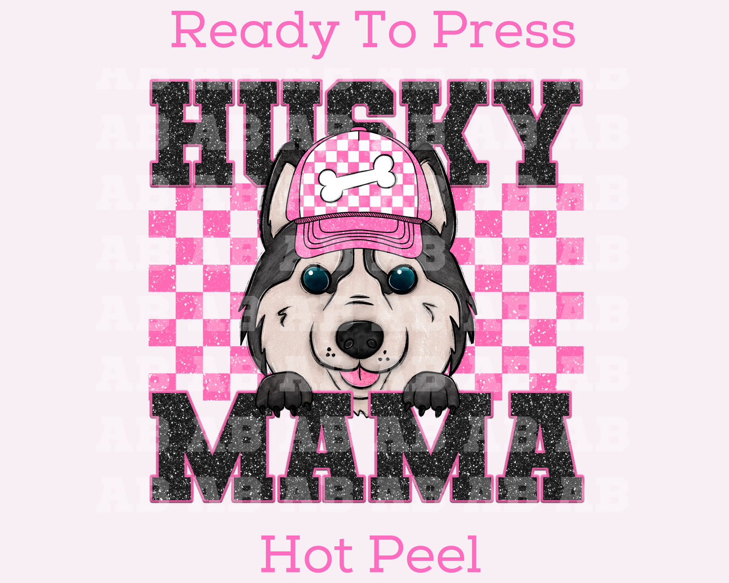 Husky Mama (Pink) Faux Sequins Faux Embroidery Mom DTF TRANSFER