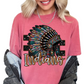 Checkered Indians Faux Embroidery School Mascot DTF TRANSFER