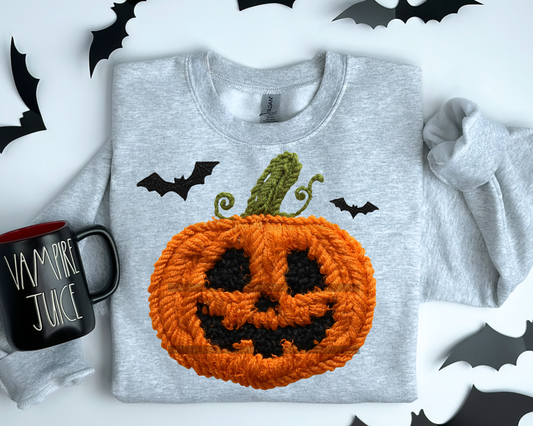 Pumpkin Faux Texture Jack O' Lantern Halloween DTF TRANSFER