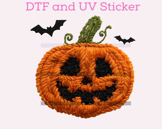 Pumpkin Faux Texture Jack O' Lantern Halloween DTF TRANSFER