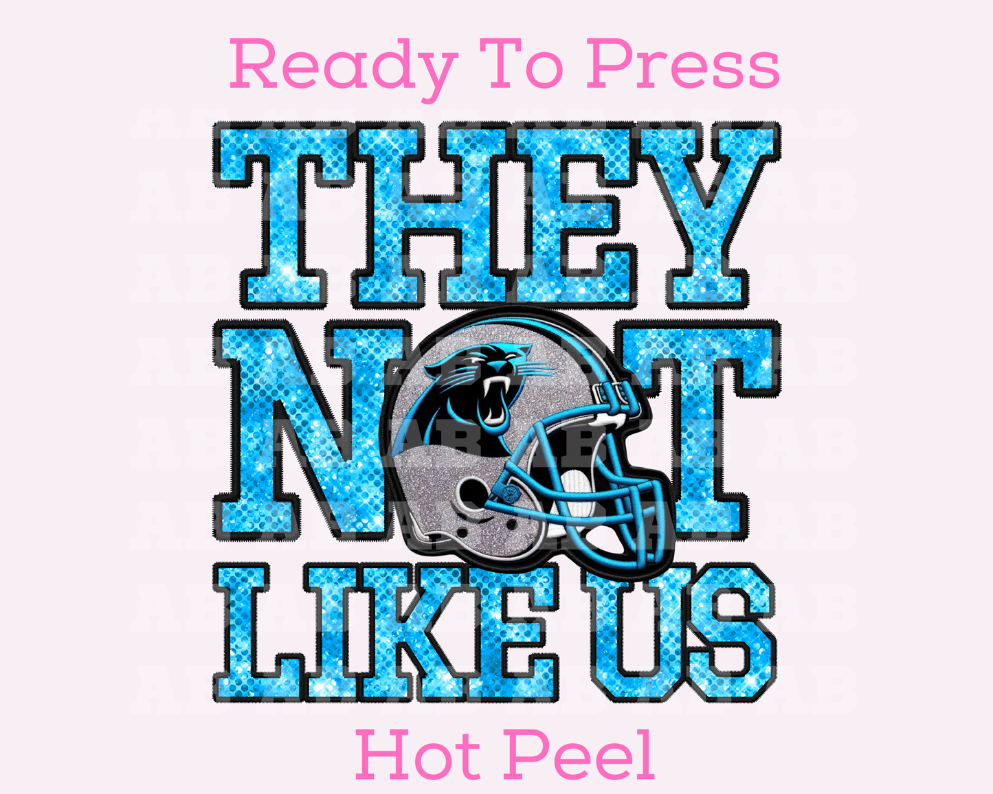 Panthers They Not Like Us (Faux Embroidery) (Faux Sequins) Football DTF TRANSFER