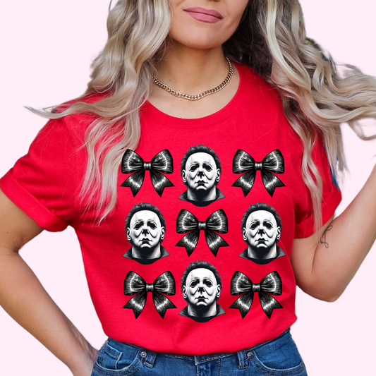 Coquette Bow Michael Myers Collage Halloween DTF TRANSFER or UV DTF STICKER