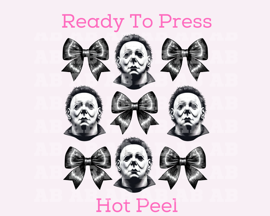 Coquette Bow Michael Myers Collage Halloween DTF TRANSFER or UV DTF STICKER