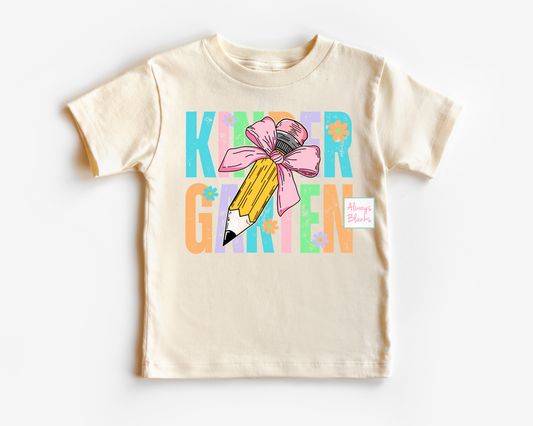 Kindergarten Girl Grade Bow Pencil DTF TRANSFER or UV DTF STICKER