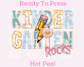 Kindergarten Rocks Girl (Faux Embroidery) Grade Level DTF TRANSFER