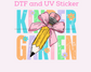 Kindergarten Girl Grade Bow Pencil DTF TRANSFER or UV DTF STICKER