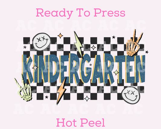 Checkered Kindergarten DTF TRANSFER or UV DTF STICKER