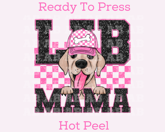 Lab Mama (Pink) Faux Sequins Faux Embroidery Mom DTF TRANSFER