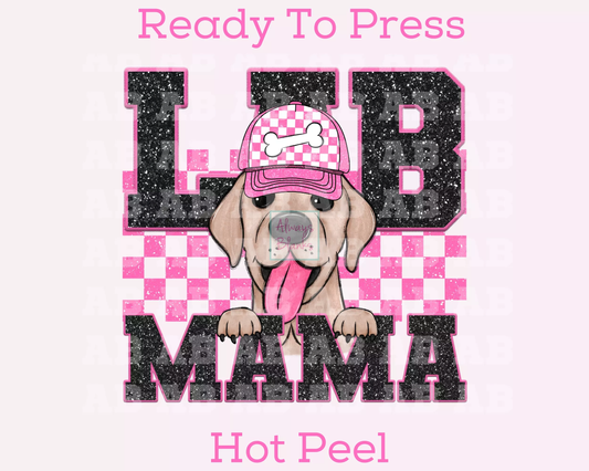 Lab Mama (Pink) Faux Sequins Faux Embroidery Mom DTF TRANSFER or UV DTF STICKER DECAL