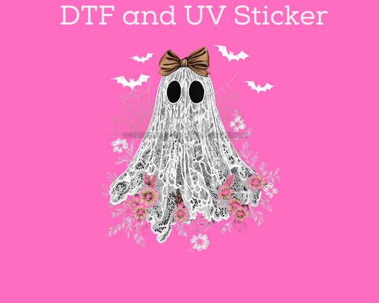 Ghost Lace Halloween DTF TRANSFER or UV DTF STICKER