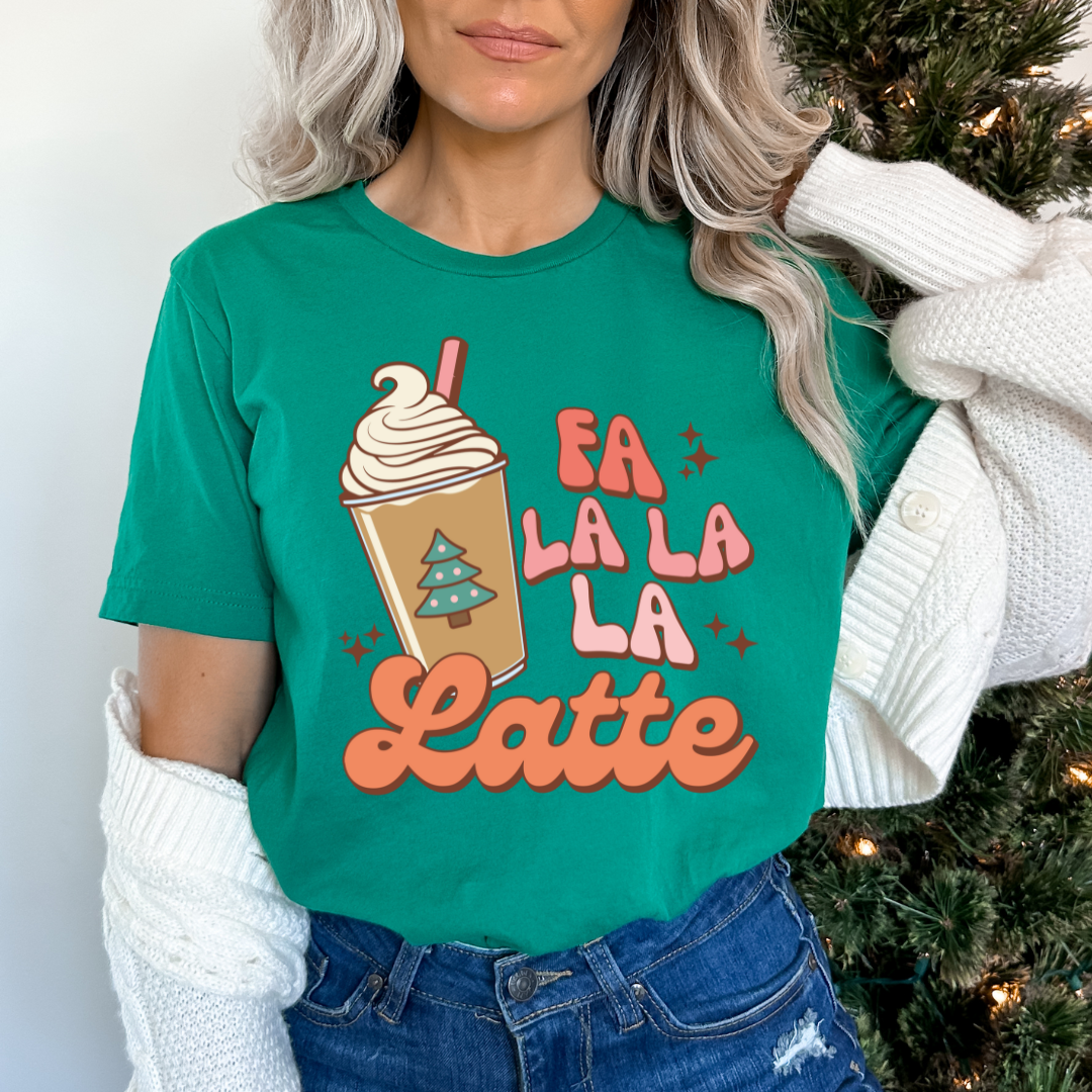 Retro Fa La La La Latte Coffee Christmas DTF TRANSFER