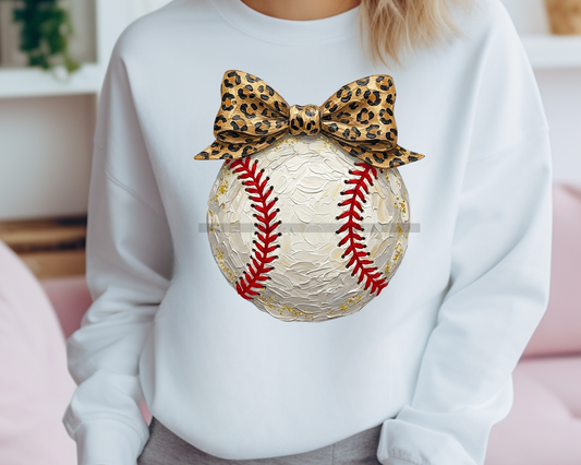 Baseball with Bow DTF TRANSFER or UV DTF STICKER