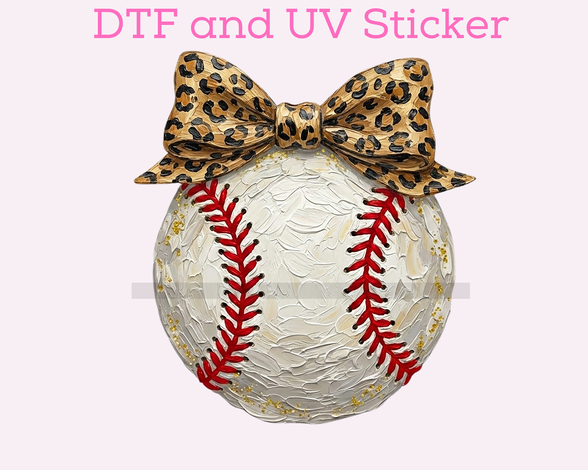 Baseball with Bow DTF TRANSFER or UV DTF STICKER