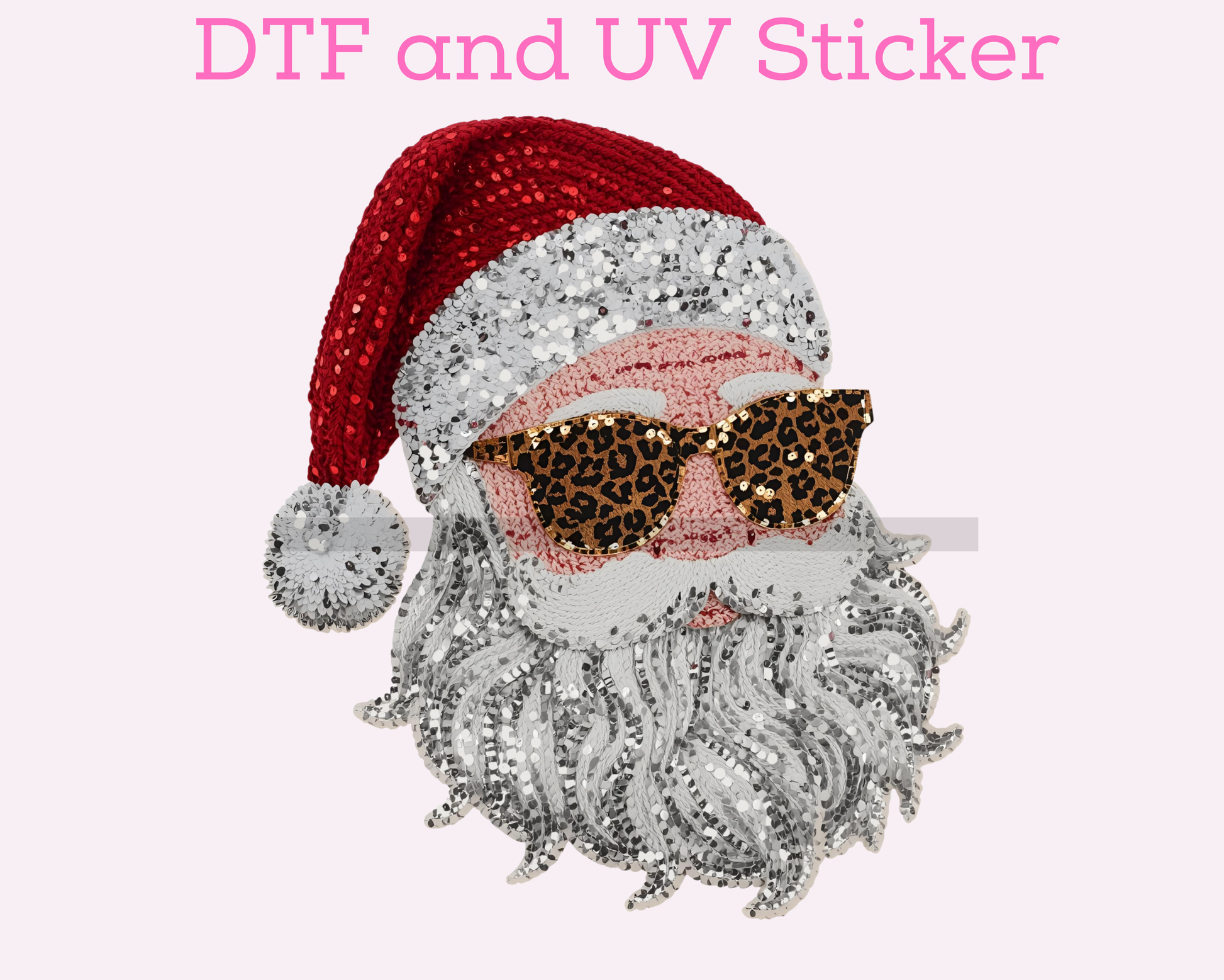 Leopard Glasses Santa Christmas DTF TRANSFER or UV DTF STICKER