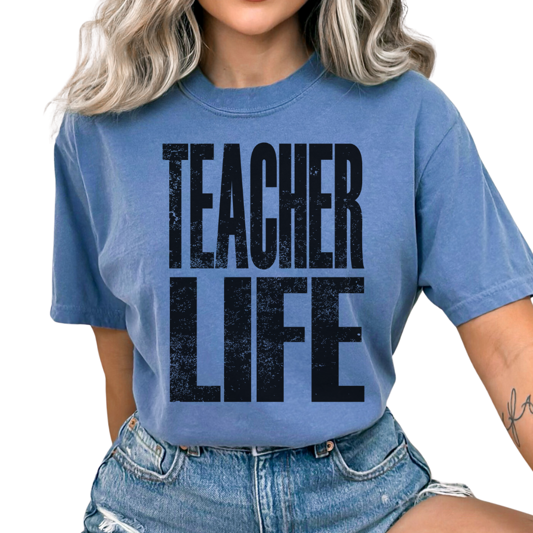 Distressed Stacked Teacher Life Teacher DTF TRANSFER or UV DTF STICKER DECAL