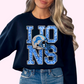 NFL Lions Faux Sequins Faux Embroidery Football DTF TRANSFER