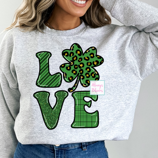 Love St Patrick Clover St. Patrick's Day DTF TRANSFER or UV DTF STICKER