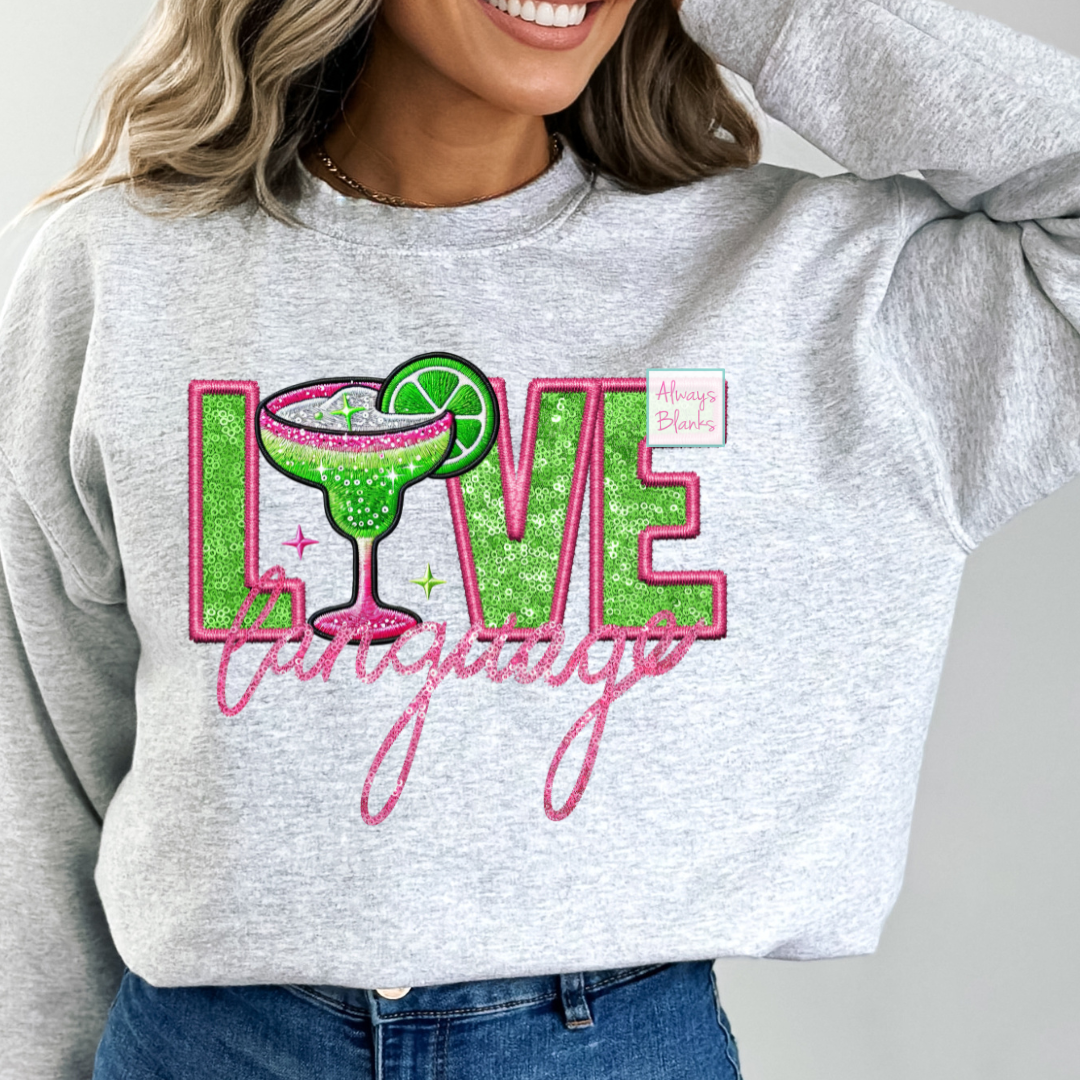 Love Language Margarita (Faux Embroidery) Cinco De Mayo DTF TRANSFER