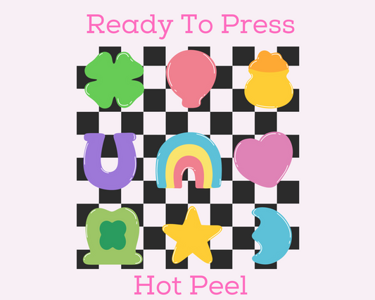 Lucky Charms Checkered St. Patrick's Day DTF TRANSFER or UV DTF STICKER DECAL