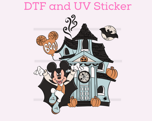 Magical Halloween Boy M0use Mansion DTF TRANSFER or UV DTF STICKER