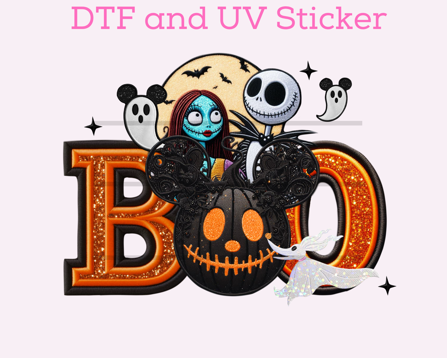 Magical BOO Skeleton NBC Halloween DTF TRANSFER or UV DTF STICKER