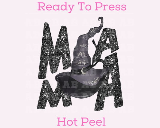 Faux Sequins Mama Witch Hat Halloween DTF TRANSFER or UV DTF STICKER DECAL