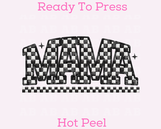 Checkered Mama Faux Embroidery Mom DTF TRANSFER