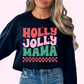 Leopard Checkered Holly Jolly Mama Christmas DTF TRANSFER  or UV DTF STICKER