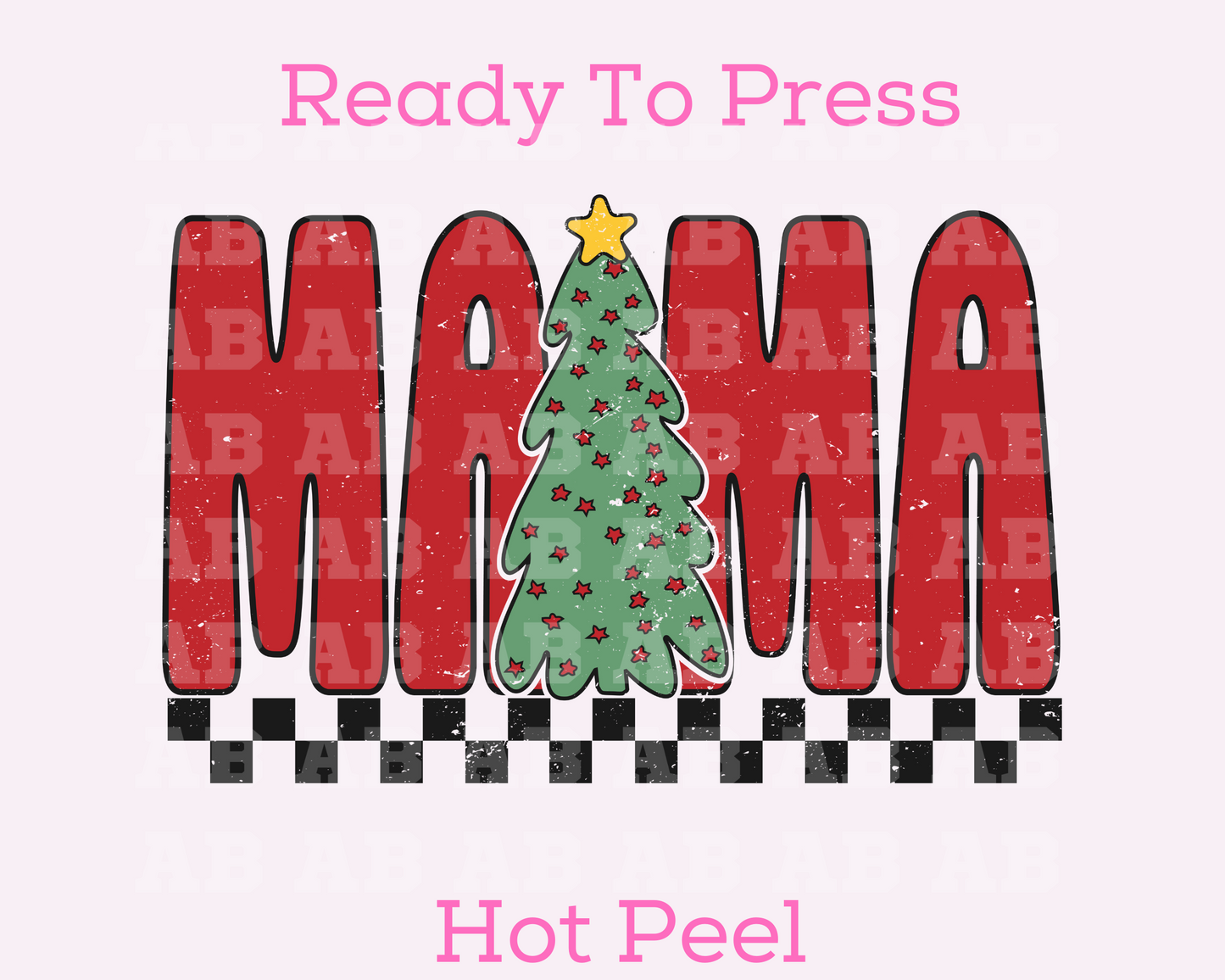 Distressed Mama Checkered With Tree Mom Christmas DTF TRANSFER