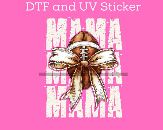 Football Mama with Bow Mom Football DTF TRANSFER