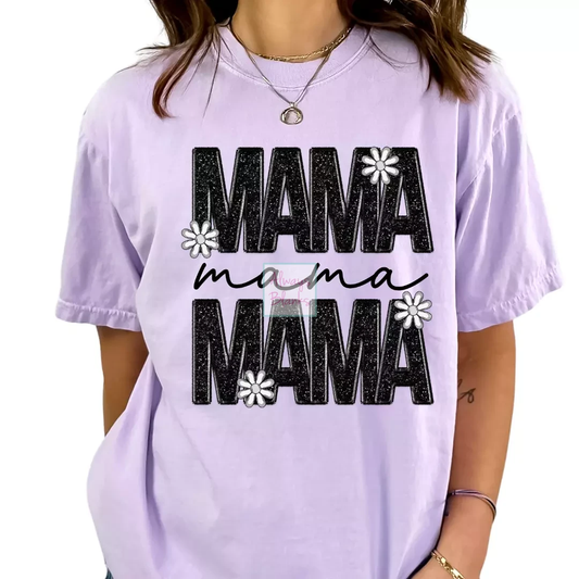 Faux Sequins Mama (Faux Embroidery) Mom DTF TRANSFER or UV DTF STICKER DECAL