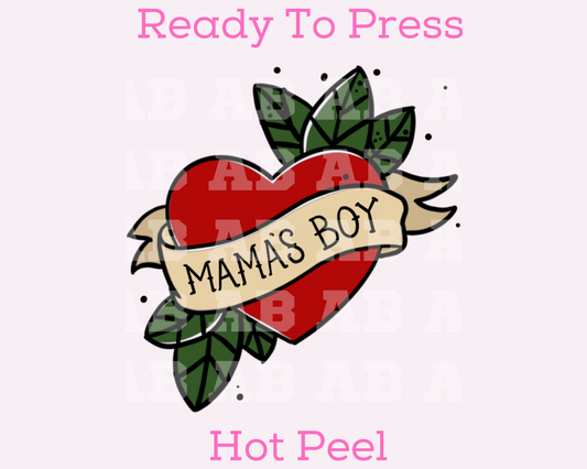 Mama's Boy Tattoo Heart Valentine's Day DTF TRANSFER