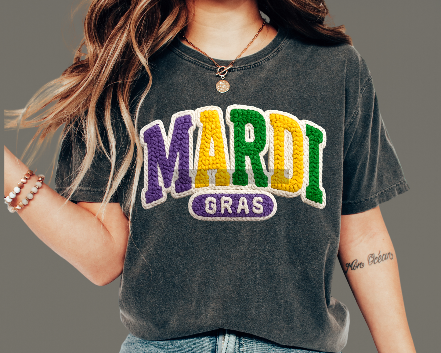 Mardi Gras Faux Yarn DTF TRANSFER or UV DTF STICKER DECAL