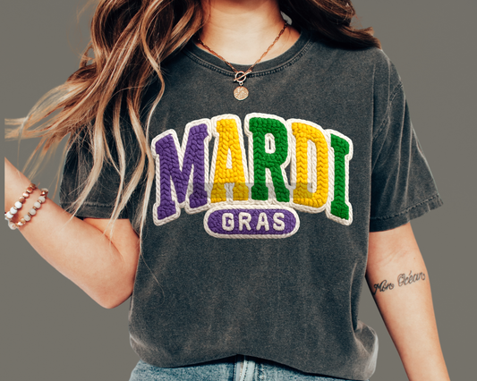 Mardi Gras Faux Yarn DTF TRANSFER or UV DTF STICKER DECAL