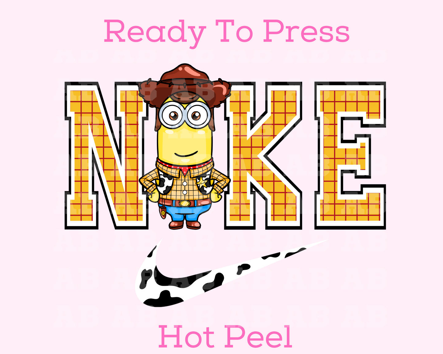 Swoosh, Minion Dressed As Woody Trendy Disney DTF TRANSFER or UV DTF STICKER