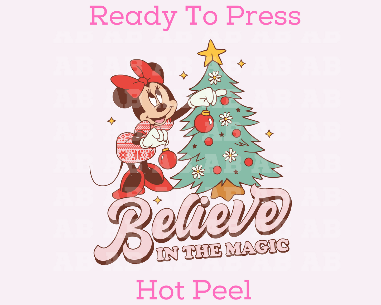 Believe In Magic Minnie Disney Christmas DTF TRANSFER