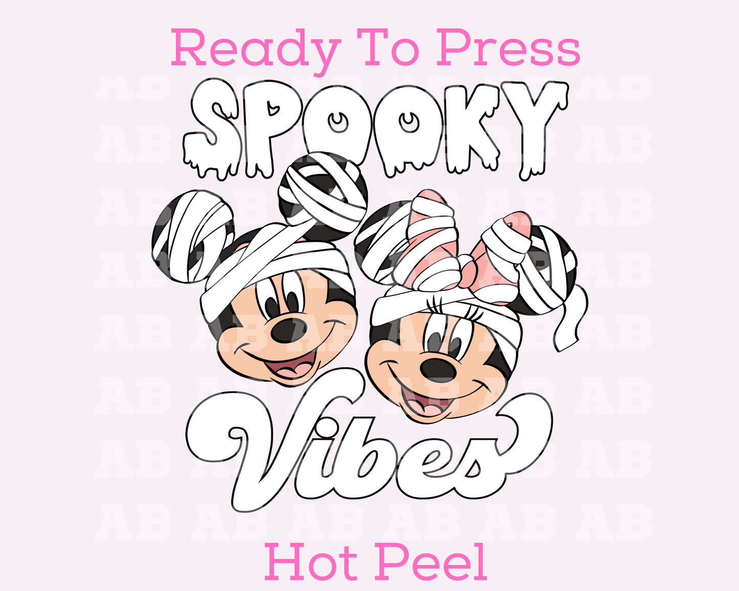 Mickey And Minnie Spooky Mummy Vibes Disney Halloween DTF TRANSFER