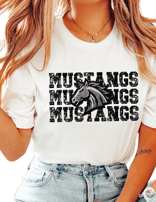 Faux Sequins Mustangs (Distressed) DTF TRANSFER