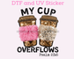 My Cup Overflows Religious DTF TRANSFER or UV DTF STICKER