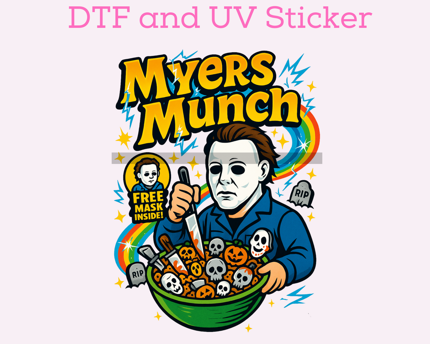 Myers Cereal Halloween DTF TRANSFER or UV DTF STICKER