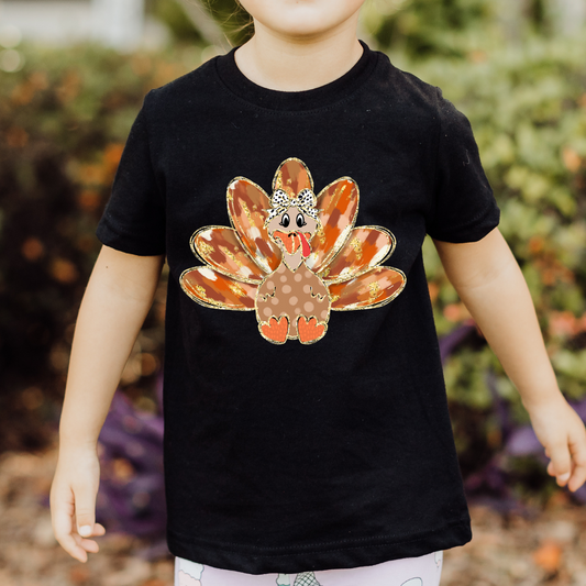 Neutral Coquette Turkey (Confetti Bow) Thanksgiving DTF TRANSFER or UV DTF STICKER