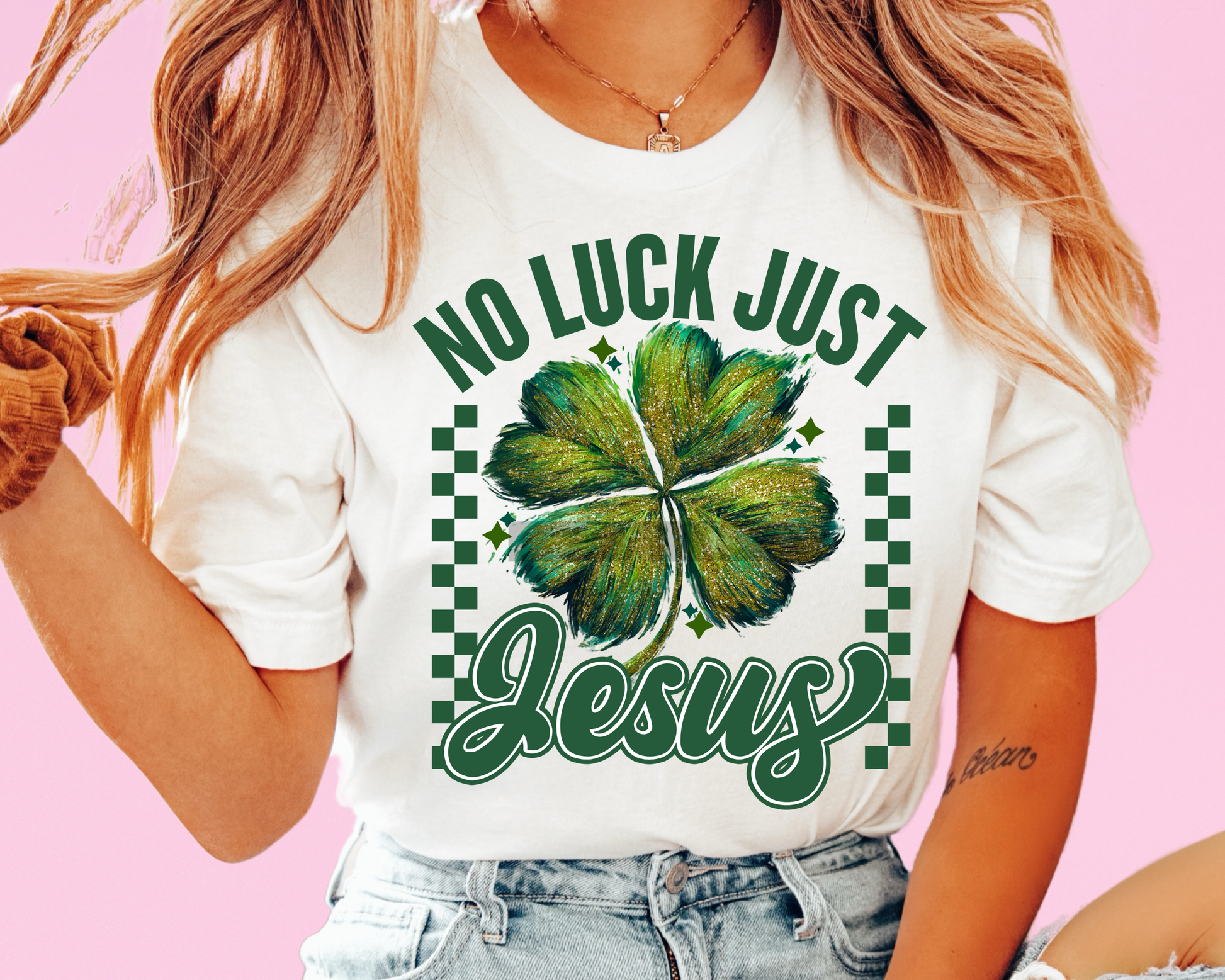 No Luck Just Jesus St. Patrick's Day DTF TRANSFER or UV DTF STICKER