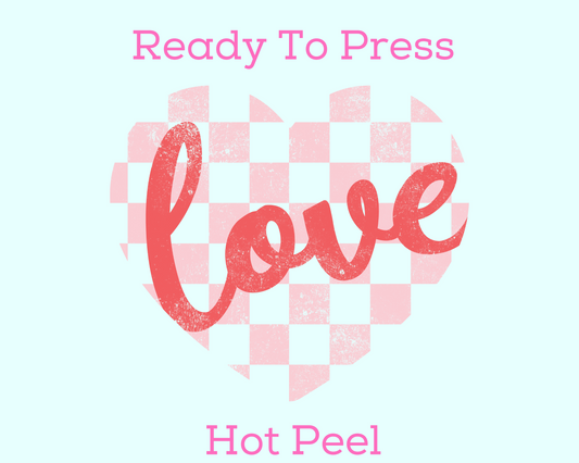 Love Checkered Heart (Distressed) Valentine's Day DTF TRANSFER