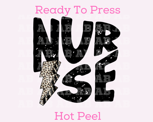 Distressed Nurse Leopard Bolt Nurse DTF TRANSFER or UV DTF STICKER DECAL