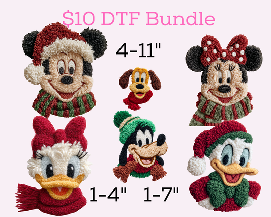 $10 Faux Yarn Magical Friends Christmas DTF Transfer Bundle