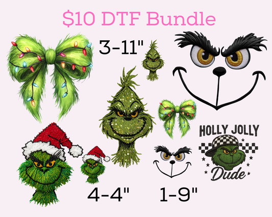 $10 Green Man Christmas DTF Transfer Bundle