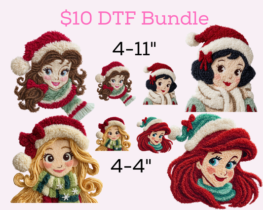 $10 Faux Yarn Magical Princess Christmas DTF Transfer Bundle