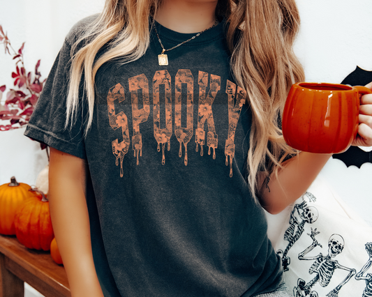 Orange Lace Spooky Varsity Letters Halloween DTF TRANSFER or UV DTF STICKER DECAL
