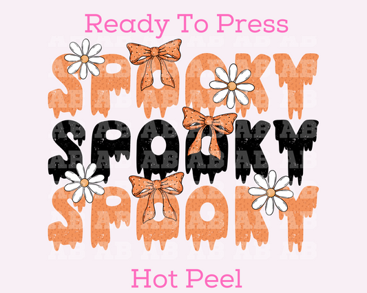 Orange Spooky And Coquette Bows Halloween DTF TRANSFER or UV DTF STICKER
